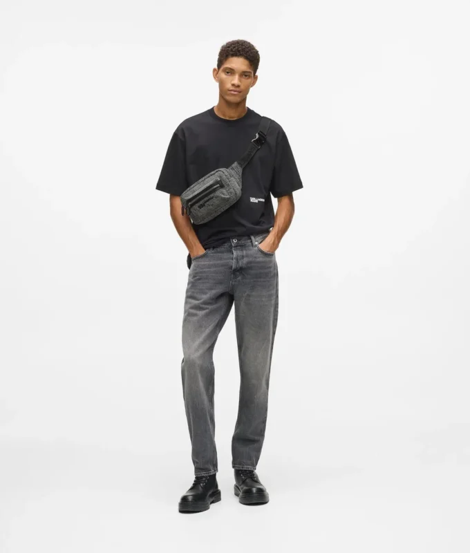 Yıkanmış denim bel çantası Yıkanmış denim bel çantası