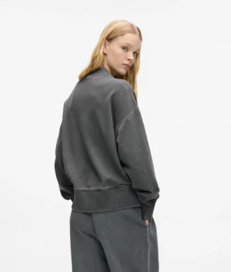 Yıkanmış fermuarlı bomber sweatshirt