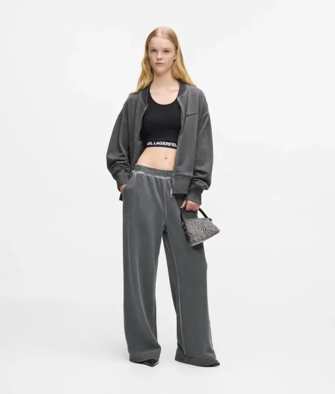 Yıkanmış fermuarlı bomber sweatshirt Yıkanmış fermuarlı bomber sweatshirt