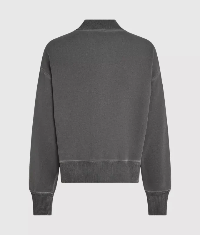 Yıkanmış fermuarlı bomber sweatshirt Yıkanmış fermuarlı bomber sweatshirt