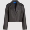 Yıpranmış görünümlü suni deri blazer Yıpranmış görünümlü suni deri blazer