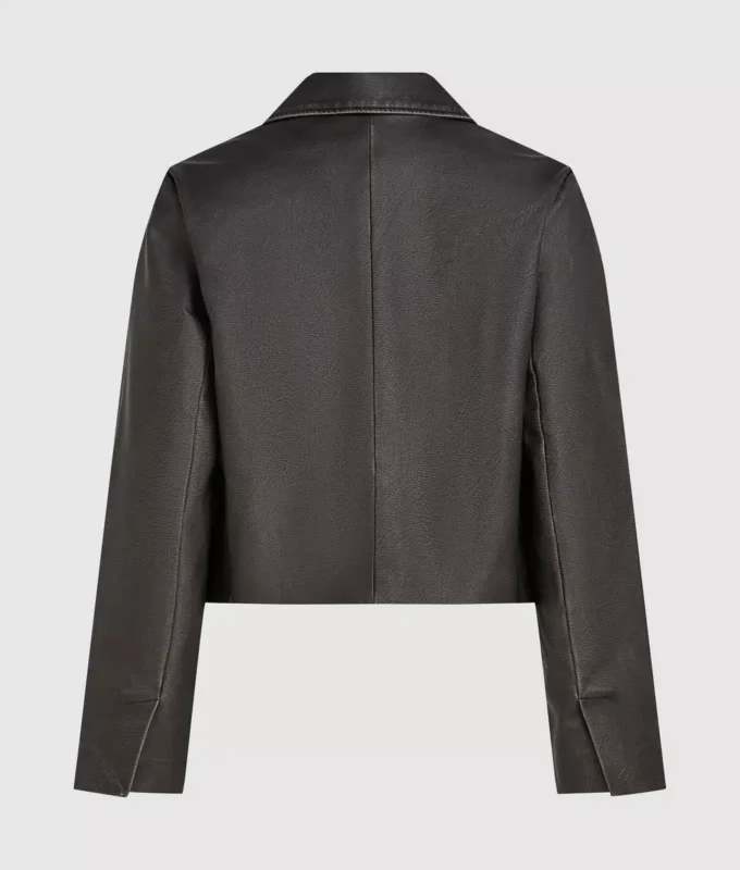 Yıpranmış görünümlü suni deri blazer Yıpranmış görünümlü suni deri blazer